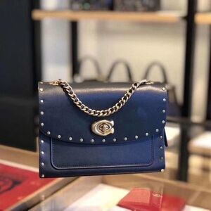 Coach Small Parker Shoulder Bag with Gold Chain & Studs